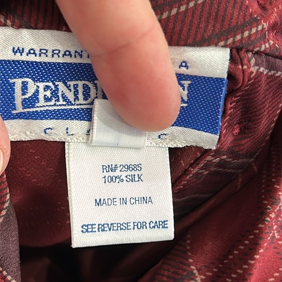 NWT Vintage Deadstock Pendleton Silk Plaid Popover Blouse Top - Size 14 - Picture 8 of 10
